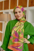 Afvente Tropikal Yaprak Desen Yeşil Soft Pamuk Şal thumbnail 3