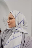 Afvente Geometrik Desen Beyaz Soft Pamuk Şal - 2