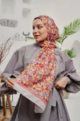 Afvente Çiçek Desen Turuncu Soft Pamuk Şal thumbnail 3