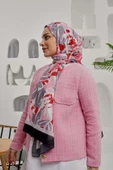 Afvente Çiçek Desen Pembe Soft Pamuk Şal thumbnail 3