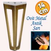 Ovit Açık Koltuk Baza Puf Kanepe Tv Ünite Masa Mobilya Ayağı Ayakları Metal Ayak 14 Cm Antik Sarı thumbnail 1