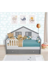 Tugu Home&baby 90x190 Montesorri Örgü Korumalı Pamuklu 8 Parça Çocuk Uyku Seti13 - 1