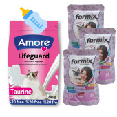 Amore Yavru Kedi Süt Tozu 240gr LifeGuard, Biberon, 3-Formix-Beef-Punch Islak Kedi Ödülü - 1