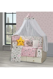 Tugu Home&baby 70x130cm Yan Korumalıklı %100 Pamuk Yıldızlı Model 12 Parça Bebek Uyku Seti11 - 1