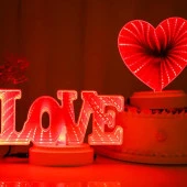 VIP LOVE + HEART LED LİGHT 3D TUNNEL LAMP 3D IŞIKLI LOVE YAZISI + LED IŞIKLI KALP USB+PİLLİ LED IŞIK thumbnail 1