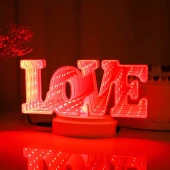 VIP LOVE + HEART LED LİGHT 3D TUNNEL LAMP 3D IŞIKLI LOVE YAZISI + LED IŞIKLI KALP USB+PİLLİ LED IŞIK thumbnail 2