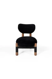 TurkishTouch Modern Berjer Siyah Teddy Kumaş Ahşap Ayak Siyah Metal Gövde Tekli Koltuk Salon Genç Odası Ofis - 1