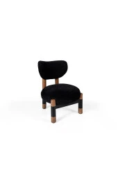 TurkishTouch Modern Berjer Siyah Teddy Kumaş Ahşap Ayak Siyah Metal Gövde Tekli Koltuk Salon Genç Odası Ofis - 2