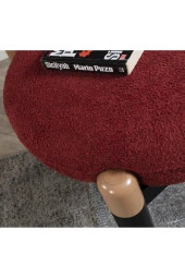 TurkishTouch Modern Berjer Kırmızı Teddy Kumaş Ahşap Ayak Siyah Metal Gövde Tekli Koltuk Salon Genç Odası Ofis - 5