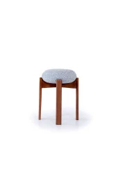 TurkishTouch Puf Turkuaz Kumaş Ceviz Renkli Ahşap Ayaklı Dekoratif Modern Oturma Odası Makyaj Masası Mutfak - 1