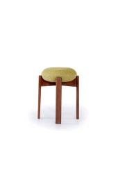 TurkishTouch Puf Yeşil Kumaş Ceviz Renkli Ahşap Ayaklı Dekoratif Modern Oturma Odası Makyaj Masası Mutfak Balkon - 1