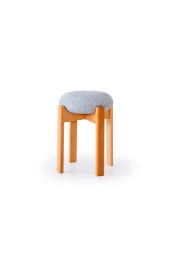 TurkishTouch Puf Turkuaz Renkli Kumaş Ahşap Ayaklı Dekoratif Modern Oturma Odası Makyaj Masası Mutfak Balkon Ofis - 2