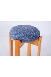 TurkishTouch Puf Mavi Renkli Kumaş Ahşap Ayaklı Dekoratif Modern Oturma Odası Makyaj Masası Mutfak Balkon Ofis - 3