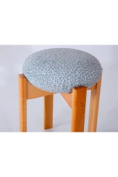TurkishTouch Puf Turkuaz Renkli Kumaş Ahşap Ayaklı Dekoratif Modern Oturma Odası Makyaj Masası Mutfak Balkon Ofis - 3