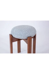 TurkishTouch Puf Turkuaz Kumaş Ceviz Renkli Ahşap Ayaklı Dekoratif Modern Oturma Odası Makyaj Masası Mutfak - 3