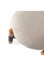 TurkishTouch Modern Berjer Krem Teddy Kumaş Bohem Ahşap Ayak Siyah Metal Gövde Tekli Koltuk Salon Genç Odası Ofis - 3