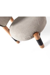 TurkishTouch Modern Berjer Krem Teddy Kumaş Bohem Ahşap Ayak Siyah Metal Gövde Tekli Koltuk Salon Genç Odası Ofis - 5