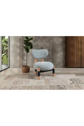 TurkishTouch Modern Berjer Su Yeşili Teddy Kumaş Ahşap Ayak Siyah Metal Gövde Tekli Koltuk Salon Genç Odası Ofis - 6