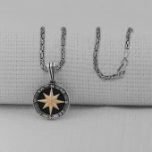 Pusula 925 Ayar Erkek Gümüş Kolye thumbnail 1