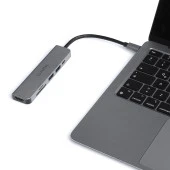 DARK DK-AC-U31X38 6'lı USBType-C DOCKING STATION (Giriş:Tip-C=>Çıkış:USB3.0+USB2.0+HDMI+SD+TF+PD) - 4