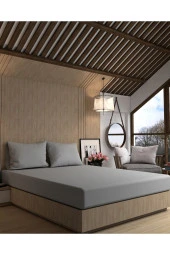 MyStory Home %100 Pamuklu Lastikli Çarşaf Seti 160x200 Cm 30 Cm Yükseklik - Gri - 1
