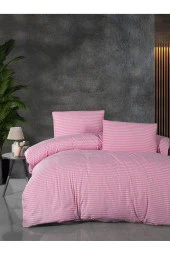 MyStory Home Lastikli Çarşaflı Çift Kişilik Nevresim Takımı Saten Pembe - 1