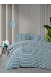 MyStory Home Lastikli Çarşaflı Çift Kişilik Nevresim Takımı Saten Yeşil - 1