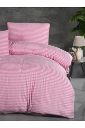 MyStory Home Lastikli Çarşaflı Çift Kişilik Nevresim Takımı Saten Pembe - 2