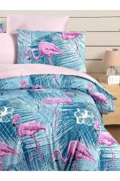 MyStory Home Lastikli Çarşaflı Çift Kişilik Nevresim Takımı Flamingo - 2