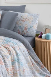 MyStory Home Lastikli Çarşaflı Çift Kişilik Nevresim Takımı Maps - 2