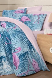 MyStory Home Lastikli Çarşaflı Tek Kişilik Nevresim Takımı Flamingo - 4