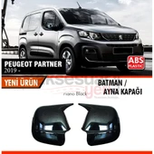 Peugeot Partner 2019+ Uyumlu Yarasa Batman Ayna Kapağı Piano Black - 1