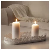 IKEA Samverka Metal Beyaz Mum Tabağı Dekoratif 35x15 cm - 2