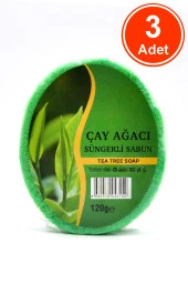 Çay Ağacı Özlü Süngerli Sabun Banyo Duş Sabunu 120 G x 3 Adet thumbnail 1