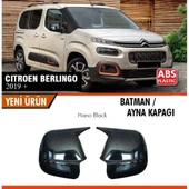 Citroen Berlingo 2019+ Uyumlu Yarasa Batman Ayna Kapağı Piano Black - 1