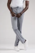 Ecer Slimfit Beli Yarım Lastikli Ve İplikli İnce Çizgili Yazlık Jogger Pantolon - 2