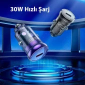 HOCO Z53 Sight Single PD30W Type-C Girişli Araç Çakmaklık Hızlı Şarj Aleti thumbnail 2