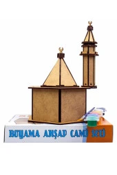 Cami Boyama Seti Ahşap 1 Paket Mdf Cami Maketi Akrilik Boya ve Resim Fırçası - 2