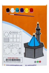 Cami Boyama Seti Ahşap 1 Paket Mdf Cami Maketi Akrilik Boya ve Resim Fırçası - 3