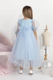 Minimony 5-9 Yaş Balon Kol Kız Çocuk Elbise Bayramlık Mezuniyet Balo Abiye Gelinlik 5006 - 4