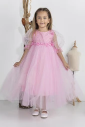 Minimony 5-9 Yaş Balon Kol Kız Çocuk Elbise Bayramlık Mezuniyet Balo Abiye Gelinlik 5006 - 6