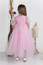 Minimony 5-9 Yaş Balon Kol Kız Çocuk Elbise Bayramlık Mezuniyet Balo Abiye Gelinlik 5006 - 8