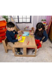 2 Kişilik Çekmeceli Oyun, Aktivite, Etkinlik Masası, Ceviz-Lila MDF - 2