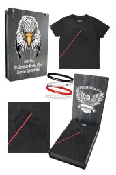 Beşiktaş Orijinal Lisanslı Antrasit Siyah Çocuk T-shirt + Bileklik Set Hediyelik Ahşap Kutulu thumbnail 1