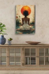 Yoga Yapan Kadın Yağlı Kanvas Tablo thumbnail 1