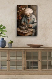 Geleneksel Yaşlı Çömlekçi Adam Yağlı Kanvas Tablo thumbnail 1