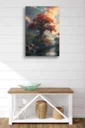 Yalnız Turuncu Ağaç Kanvas Tablo thumbnail 2