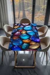 Masa Kaplama Folyosu Mobilya Masa Kaplama Folyo Safir Kehribar Taşlı Tasarım - 2