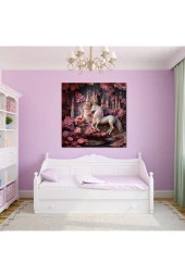 Pembe Unicorn Çocuk Odası Özel Tasarım Kanvas Tablo thumbnail 2