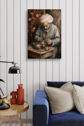 Geleneksel Yaşlı Çömlekçi Adam Yağlı Kanvas Tablo thumbnail 4